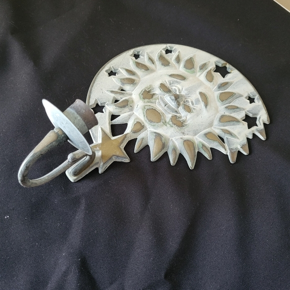 Vintage Verdi Gris Metal Partylite Sun and Stars Wall Sconce Candle Holder - Picture 12 of 15